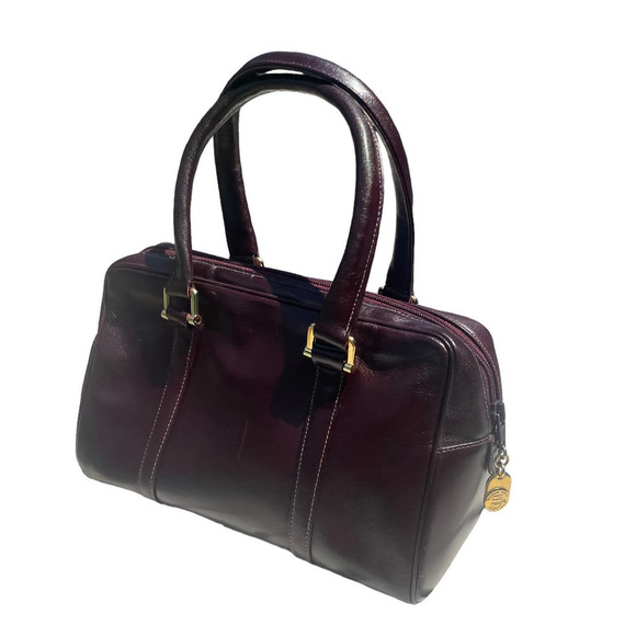 Susan Gail Vintage Burgundy/Oxblood Leather Two-Handle Zip-Top Satchel Handbag - Picture 3 of 11
